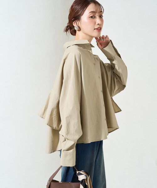 FREAK'S STORE（フリークスストア）の「限定展開　バック フリル ショート ロングスリーブ シャツ（シャツ/ブラウス・レディース・ブルー/オフホワイト/ブラック/ベージュ/イエロー・ﾌﾘ-）」の22枚目の写真