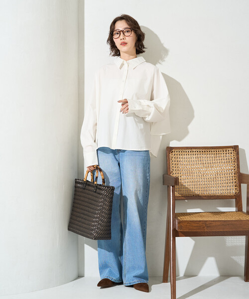 FREAK'S STORE(フリークスストア)の「限定展開 バック フリル ショート ロングスリーブ シャツ(シャツ/ブラウス・レディース・ブルー/オフホワイト/ブラック/ベージュ/イエロー・フリ-)」の22枚目の写真