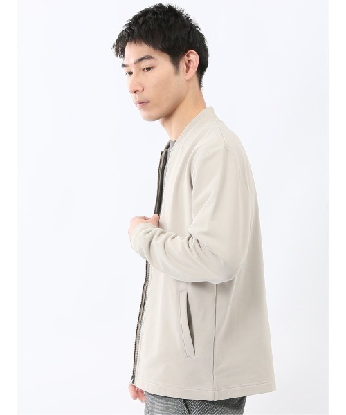 m.f.editorial（エムエフエディトリアル）の「【カットアウター 羽織り】KAITEKI+ ストレッチ ミニ裏毛 リブブルゾン（カーディガン/ボレロ・メンズ・グレー系その他2/ベージュ・MEDIUM/LARGE）」の9枚目の写真