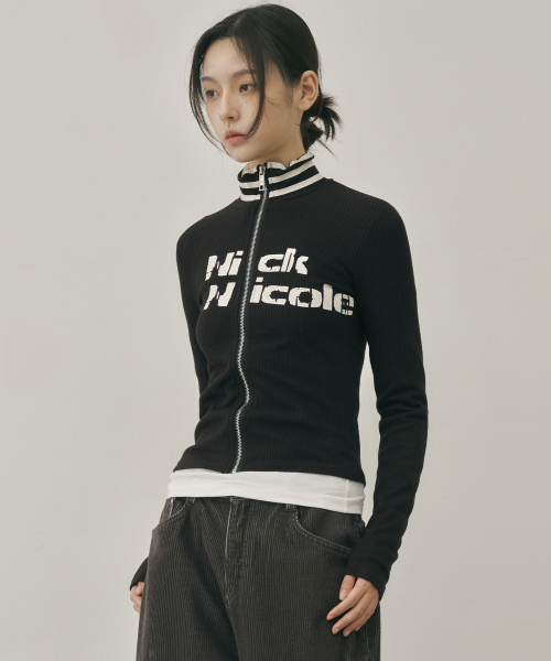 NICK&NICOLE(ニックアンドニコール)の「NICOLE SLIM RIBBED KNIT ZIP UP_BLACK(ニット/セーター・レディース・その他・FREE)」の6枚目の写真