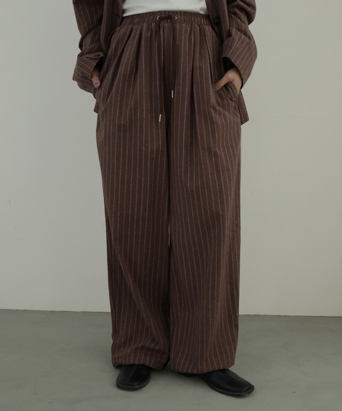 hellam(へラム)の「リネンライクストライプジョガーパンツ(その他パンツ・レディース・ブラック/アイボリー/ブラウン・FREE)」の3枚目の写真
