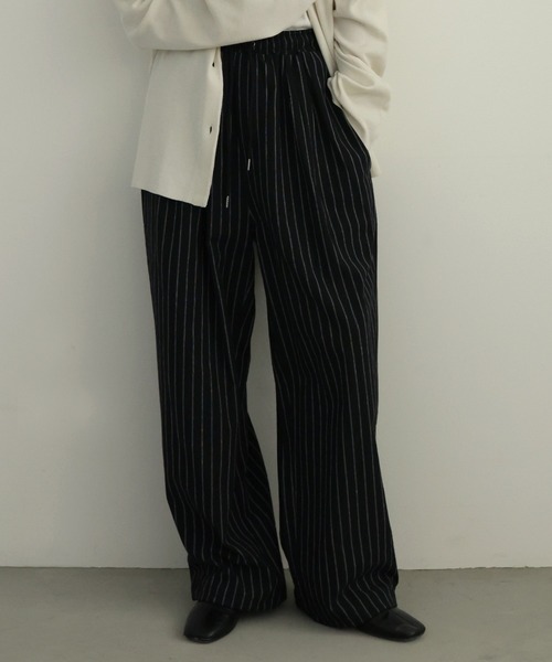 hellam(へラム)の「リネンライクストライプジョガーパンツ(その他パンツ・レディース・ブラック/アイボリー/ブラウン・FREE)」の2枚目の写真