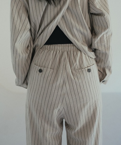 hellam(へラム)の「リネンライクストライプジョガーパンツ(その他パンツ・レディース・ブラック/アイボリー/ブラウン・FREE)」の8枚目の写真