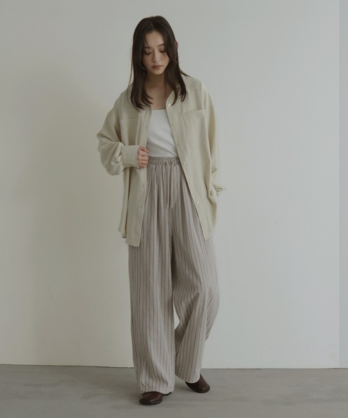 hellam(へラム)の「リネンライクストライプジョガーパンツ(その他パンツ・レディース・ブラック/アイボリー/ブラウン・FREE)」の10枚目の写真