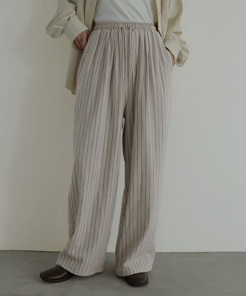 hellam(へラム)の「リネンライクストライプジョガーパンツ(その他パンツ・レディース・ブラック/アイボリー/ブラウン・FREE)」の11枚目の写真