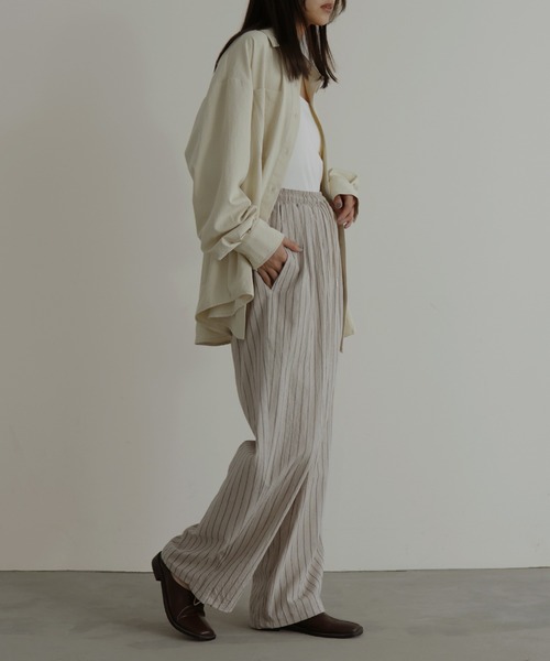 hellam(へラム)の「リネンライクストライプジョガーパンツ(その他パンツ・レディース・ブラック/アイボリー/ブラウン・FREE)」の12枚目の写真
