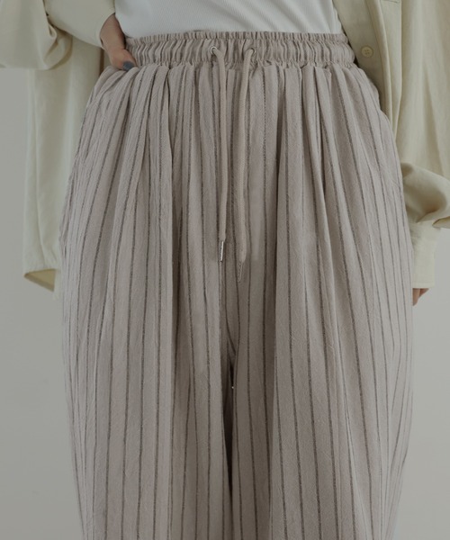 hellam(へラム)の「リネンライクストライプジョガーパンツ(その他パンツ・レディース・ブラック/アイボリー/ブラウン・FREE)」の13枚目の写真