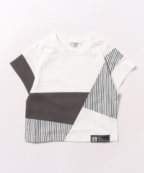 Tappet（タペット）の「ストライプ切り替えTシャツ（Tシャツ/カットソー・キッズ・オフホワイト・100cm/120cm/130cm/150cm/160cm/170cm/90cm/140cm/110cm）」の10枚目の写真