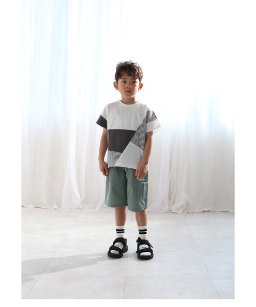 Tappet（タペット）の「ストライプ切り替えTシャツ（Tシャツ/カットソー・キッズ・オフホワイト・100cm/120cm/130cm/150cm/160cm/170cm/90cm/140cm/110cm）」の2枚目の写真