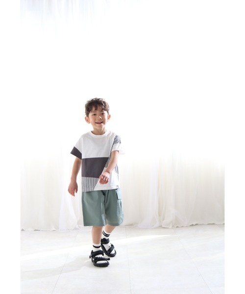 Tappet（タペット）の「ストライプ切り替えTシャツ（Tシャツ/カットソー・キッズ・オフホワイト・100cm/120cm/130cm/150cm/160cm/170cm/90cm/140cm/110cm）」の7枚目の写真