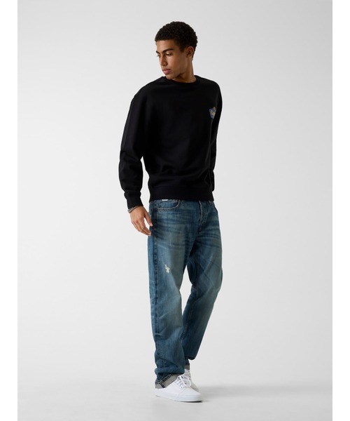 GUESS JEANS（ゲスジーンズ）の「GUESS JEANS Regular Royal Crewneck スウェット  （スウェット・メンズ・ブラック/ライトパープル/グレー・LARGE/MEDIUM/SMALL/X-LARGE）」の14枚目の写真