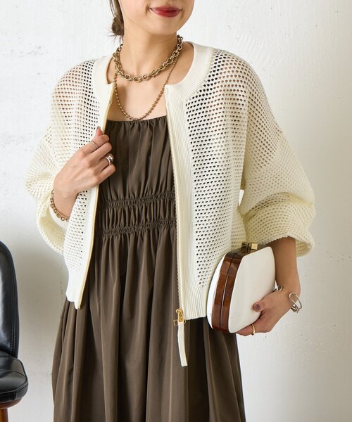 Jena espace merveilleux(ジェナ エスパスメルヴェイユ)の「【WEB限定/リバイバル】メッシュニットブルゾン(ブルゾン・レディース・ブラック/ライトグレー/チャコールグレー/オフホワイト・FREE)」の13枚目の写真