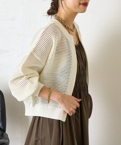 Jena espace merveilleux(ジェナ エスパスメルヴェイユ)の「【WEB限定/リバイバル】メッシュニットブルゾン(ブルゾン・レディース・ブラック/ライトグレー/チャコールグレー/オフホワイト・FREE)」の14枚目の写真