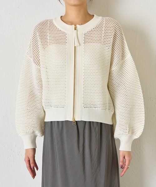 Jena espace merveilleux(ジェナ エスパスメルヴェイユ)の「【WEB限定/リバイバル】メッシュニットブルゾン(ブルゾン・レディース・ブラック/ライトグレー/チャコールグレー/オフホワイト・FREE)」の18枚目の写真