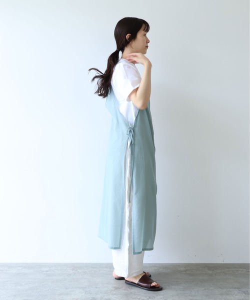 yuni（ユニ　）の「sheer summer Wool-Polyester Voil strings キャミワンピース（ワンピース・レディース・グリーン/ブラック・FREE）」の8枚目の写真