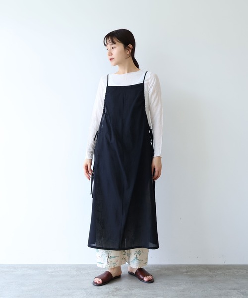 yuni（ユニ　）の「sheer summer Wool-Polyester Voil strings キャミワンピース（ワンピース・レディース・グリーン/ブラック・FREE）」の9枚目の写真