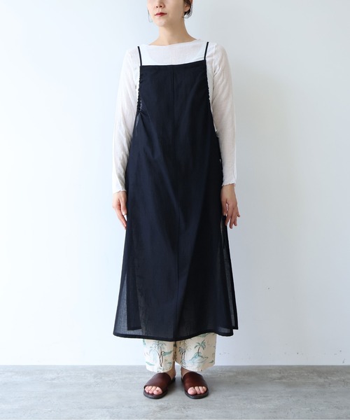 yuni（ユニ　）の「sheer summer Wool-Polyester Voil strings キャミワンピース（ワンピース・レディース・グリーン/ブラック・FREE）」の12枚目の写真