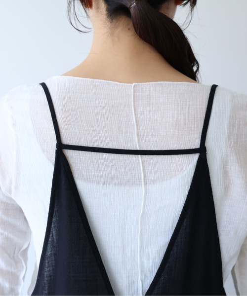 yuni（ユニ　）の「sheer summer Wool-Polyester Voil strings キャミワンピース（ワンピース・レディース・グリーン/ブラック・FREE）」の18枚目の写真