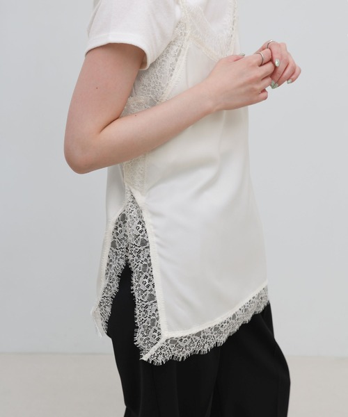 select MOCA(セレクトモカ)の「マットサテンレースキャミソール(キャミソール・レディース・ブラック/ホワイト・FREE)」の12枚目の写真