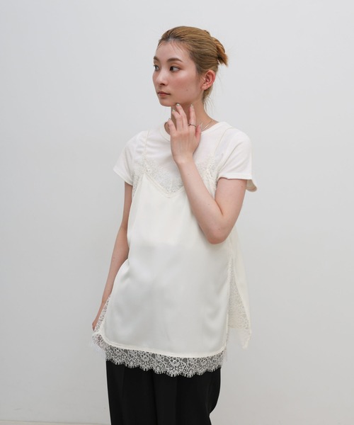 select MOCA(セレクトモカ)の「マットサテンレースキャミソール(キャミソール・レディース・ブラック/ホワイト・FREE)」の4枚目の写真