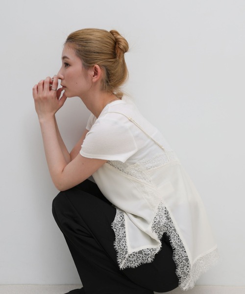 select MOCA(セレクトモカ)の「マットサテンレースキャミソール(キャミソール・レディース・ブラック/ホワイト・FREE)」の9枚目の写真