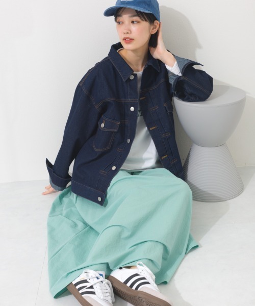 OMNES（オムネス）の「ヴィンテージライクデニムジャケット（デニムジャケット・レディース・インディゴブルー/ブルー・FREE）」の7枚目の写真