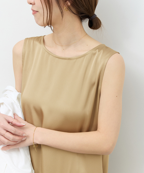 JOURNAL STANDARD relume(ジャーナルスタンダード レリューム)の「サテンノースリーブワンピース(ワンピース・レディース・ネイビー/ベージュ・FREE)」の7枚目の写真