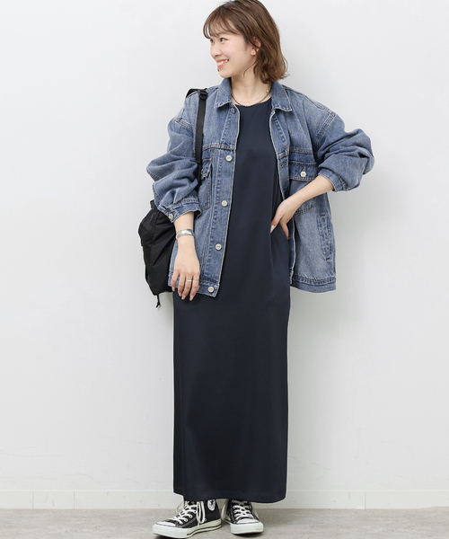 JOURNAL STANDARD relume(ジャーナルスタンダード レリューム)の「サテンノースリーブワンピース(ワンピース・レディース・ネイビー/ベージュ・FREE)」の9枚目の写真