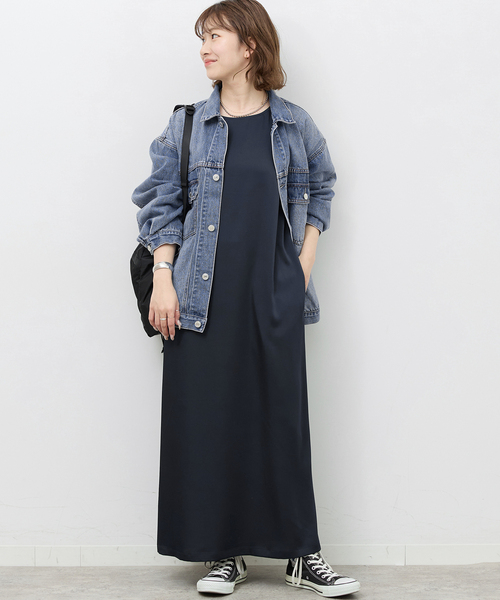 JOURNAL STANDARD relume(ジャーナルスタンダード レリューム)の「サテンノースリーブワンピース(ワンピース・レディース・ネイビー/ベージュ・FREE)」の10枚目の写真