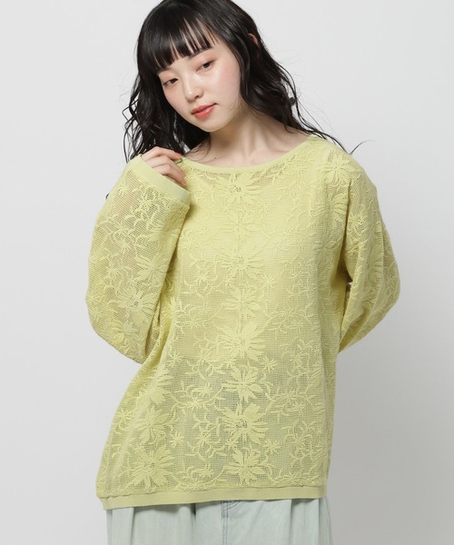 niko and...（ニコアンド）の「フラワー刺繍ロングスリーブプルオーバー（Tシャツ/カットソー・レディース・ブラック/オフホワイト/セージグリーン・FREE）」の3枚目の写真