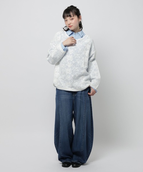 niko and...（ニコアンド）の「フラワー刺繍ロングスリーブプルオーバー（Tシャツ/カットソー・レディース・ブラック/オフホワイト/セージグリーン・FREE）」の4枚目の写真