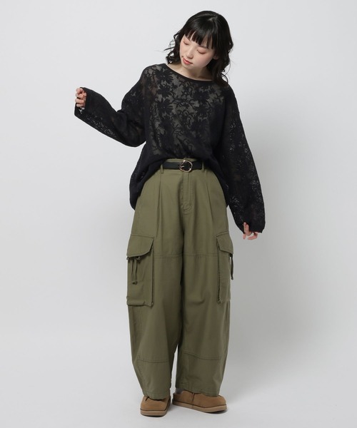 niko and...（ニコアンド）の「フラワー刺繍ロングスリーブプルオーバー（Tシャツ/カットソー・レディース・ブラック/オフホワイト/セージグリーン・FREE）」の7枚目の写真