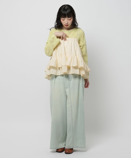 niko and...（ニコアンド）の「フラワー刺繍ロングスリーブプルオーバー（Tシャツ/カットソー・レディース・ブラック/オフホワイト/セージグリーン・FREE）」の10枚目の写真