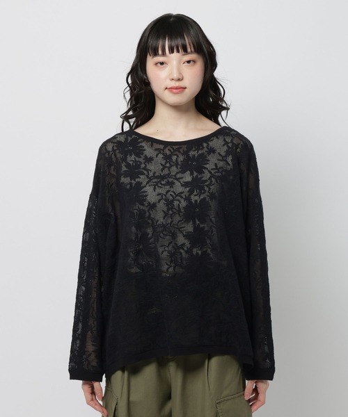 niko and...（ニコアンド）の「フラワー刺繍ロングスリーブプルオーバー（Tシャツ/カットソー・レディース・ブラック/オフホワイト/セージグリーン・FREE）」の13枚目の写真