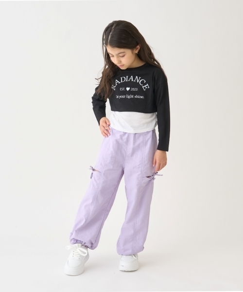 minimal(ミニマル)の「【綿100/防汚】レイヤード短丈長袖T(Tシャツ/カットソー・キッズ・ピンク/ブラック/ラベンダー・110cm/140cm/130cm/120cm/100cm)」の22枚目の写真