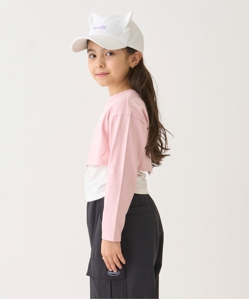 minimal(ミニマル)の「【綿100/防汚】レイヤード短丈長袖T(Tシャツ/カットソー・キッズ・ピンク/ブラック/ラベンダー・110cm/140cm/130cm/120cm/100cm)」の20枚目の写真