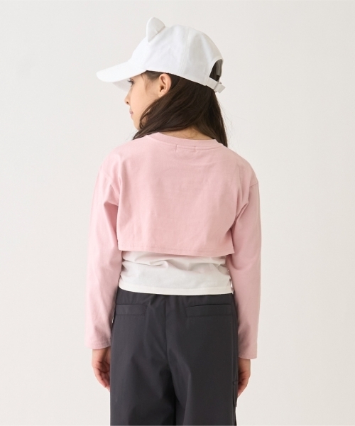 minimal(ミニマル)の「【綿100/防汚】レイヤード短丈長袖T(Tシャツ/カットソー・キッズ・ピンク/ブラック/ラベンダー・110cm/140cm/130cm/120cm/100cm)」の19枚目の写真