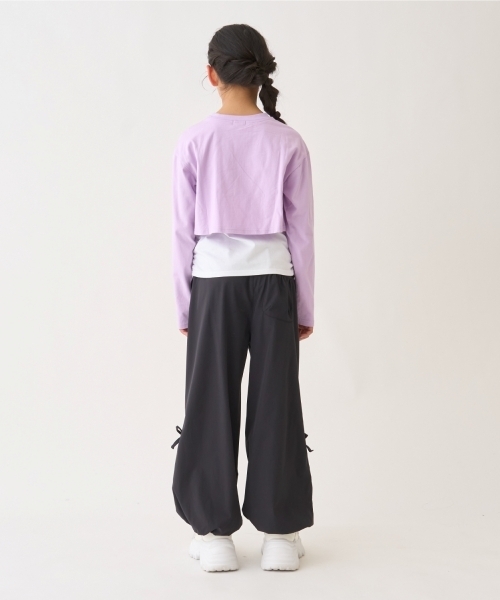 minimal(ミニマル)の「【綿100/防汚】レイヤード短丈長袖T(Tシャツ/カットソー・キッズ・ピンク/ブラック/ラベンダー・110cm/140cm/130cm/120cm/100cm)」の15枚目の写真