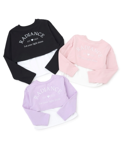 minimal(ミニマル)の「【綿100/防汚】レイヤード短丈長袖T(Tシャツ/カットソー・キッズ・ピンク/ブラック/ラベンダー・110cm/140cm/130cm/120cm/100cm)」の6枚目の写真