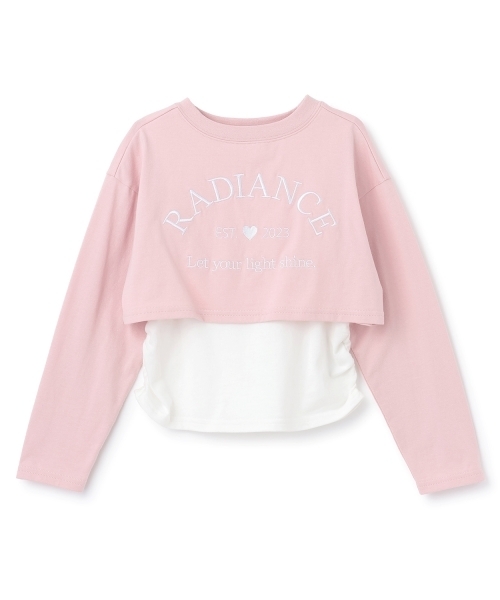 minimal(ミニマル)の「【綿100/防汚】レイヤード短丈長袖T(Tシャツ/カットソー・キッズ・ピンク/ブラック/ラベンダー・110cm/140cm/130cm/120cm/100cm)」の4枚目の写真