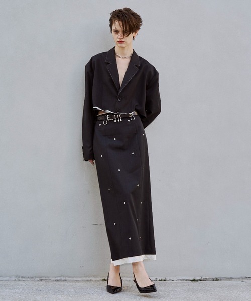 JOSE MOON（ジョゼムーン）の「CUTOFF OVER JACKET/カットオフオーバージャケット（テーラードジャケット・レディース・ブラック/グレー・38/36）」の20枚目の写真