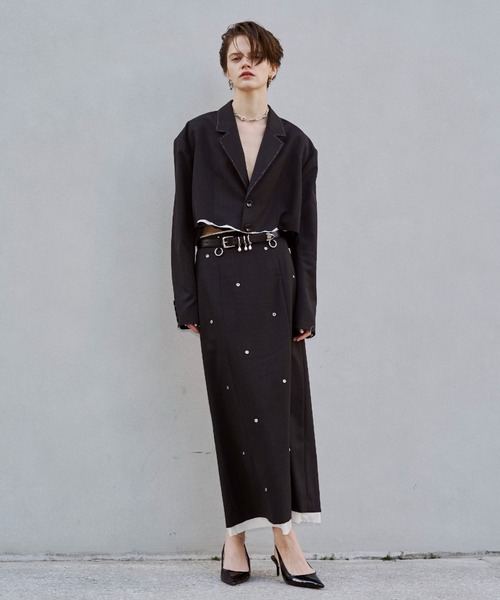 JOSE MOON（ジョゼムーン）の「CUTOFF OVER JACKET/カットオフオーバージャケット（テーラードジャケット・レディース・ブラック/グレー・38/36）」の21枚目の写真