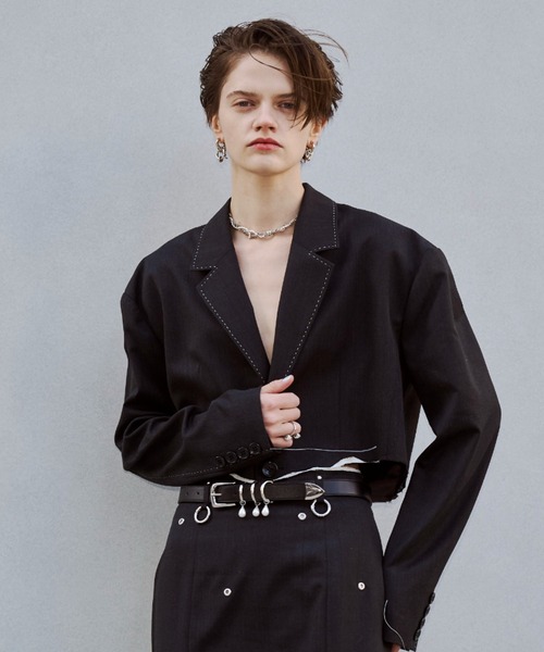 JOSE MOON（ジョゼムーン）の「CUTOFF OVER JACKET/カットオフオーバージャケット（テーラードジャケット・レディース・ブラック/グレー・38/36）」の15枚目の写真