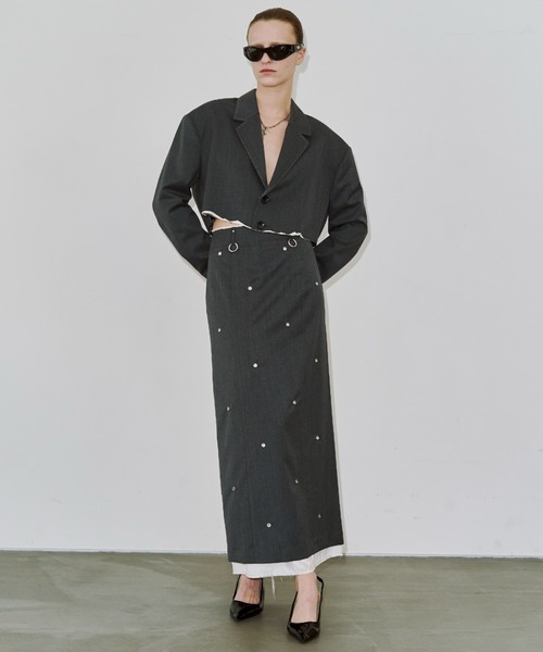 JOSE MOON（ジョゼムーン）の「CUTOFF OVER JACKET/カットオフオーバージャケット（テーラードジャケット・レディース・ブラック/グレー・38/36）」の8枚目の写真