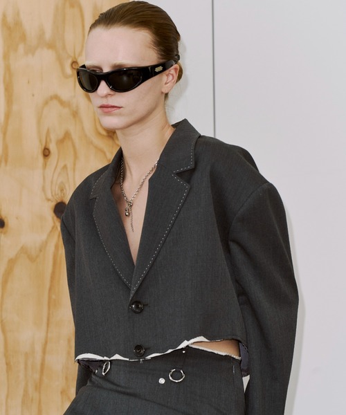 JOSE MOON（ジョゼムーン）の「CUTOFF OVER JACKET/カットオフオーバージャケット（テーラードジャケット・レディース・ブラック/グレー・38/36）」の14枚目の写真