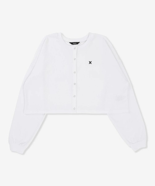 Hurley (ハーレー)の「Hurley/ハーレー ショート丈 カーディガン レディース RIB CROPPED CARDIGAN WCLS261025(Tシャツ/カットソー・レディース・ホワイト/ブラック/アッシュ・M)」の1枚目の写真
