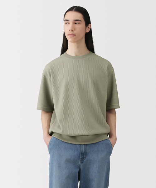 無印良品（ムジルシリョウヒン）の「紳士 ＵＶカット乾きやすいワッフルクルーネック半袖Ｔシャツ（Tシャツ/カットソー・メンズ・ダークネイビー/ブラウン系/ライトブルー/ブラック/グレー/オフホワイト・XL/L/M/S）」の4枚目の写真