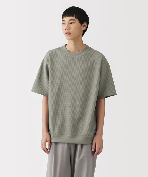 無印良品（ムジルシリョウヒン）の「紳士 ＵＶカット乾きやすいワッフルクルーネック半袖Ｔシャツ（Tシャツ/カットソー・メンズ・ダークネイビー/ブラウン系/ライトブルー/ブラック/グレー/オフホワイト・XL/L/M/S）」の3枚目の写真