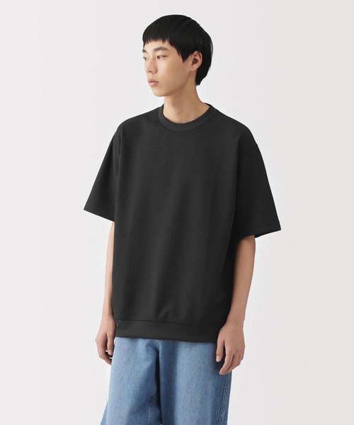無印良品（ムジルシリョウヒン）の「紳士 ＵＶカット乾きやすいワッフルクルーネック半袖Ｔシャツ（Tシャツ/カットソー・メンズ・ダークネイビー/ブラウン系/ライトブルー/ブラック/グレー/オフホワイト・XL/L/M/S）」の2枚目の写真