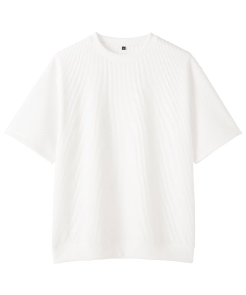 無印良品（ムジルシリョウヒン）の「紳士 ＵＶカット乾きやすいワッフルクルーネック半袖Ｔシャツ（Tシャツ/カットソー・メンズ・ダークネイビー/ブラウン系/ライトブルー/ブラック/グレー/オフホワイト・XL/L/M/S）」の8枚目の写真